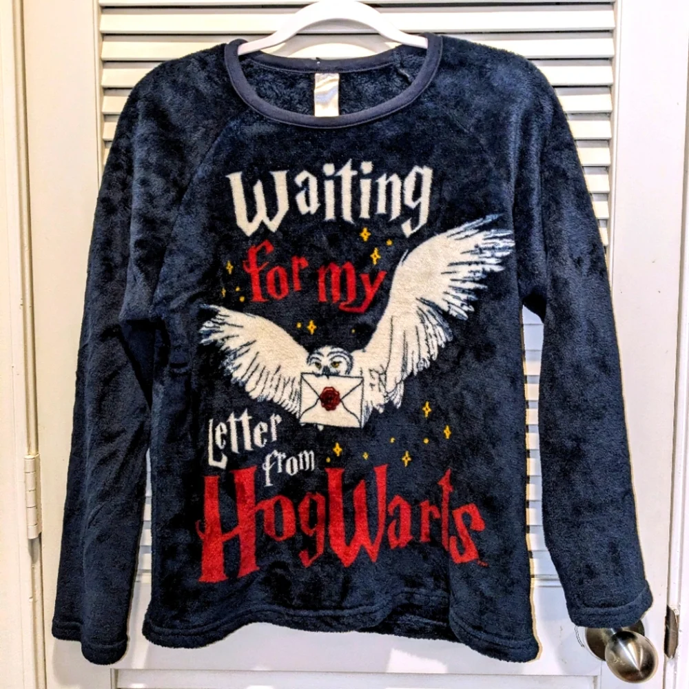 “Waiting For My Letter From Hogwarts” Harry Potter Pajama Top Youth Sz L 12-14 - Picture 1 of 7